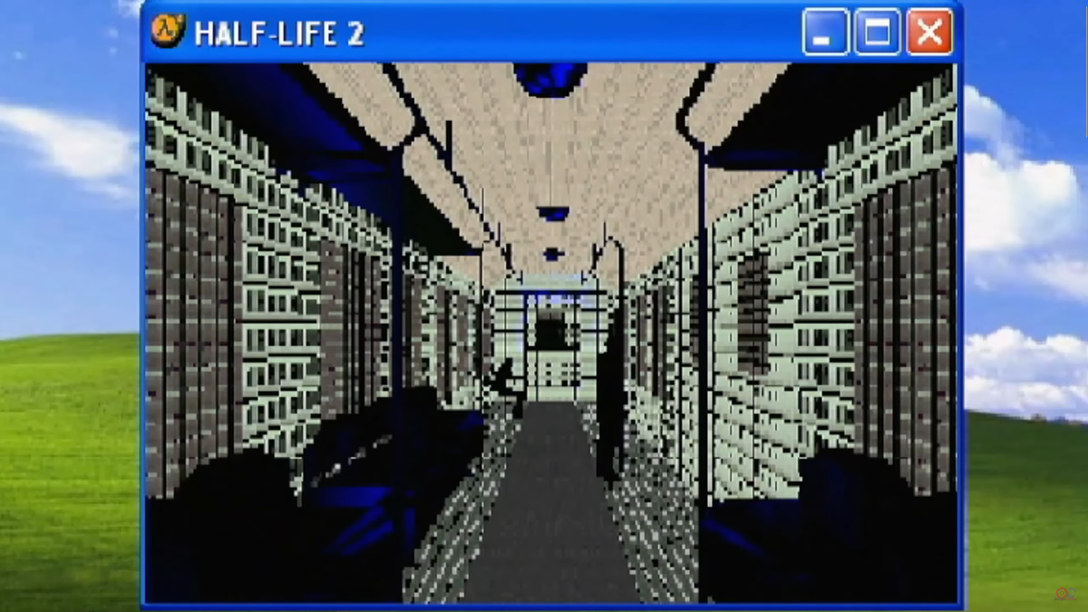 Half-Life 2 running with just 8MB of VRAM is a beautiful wireframe mess