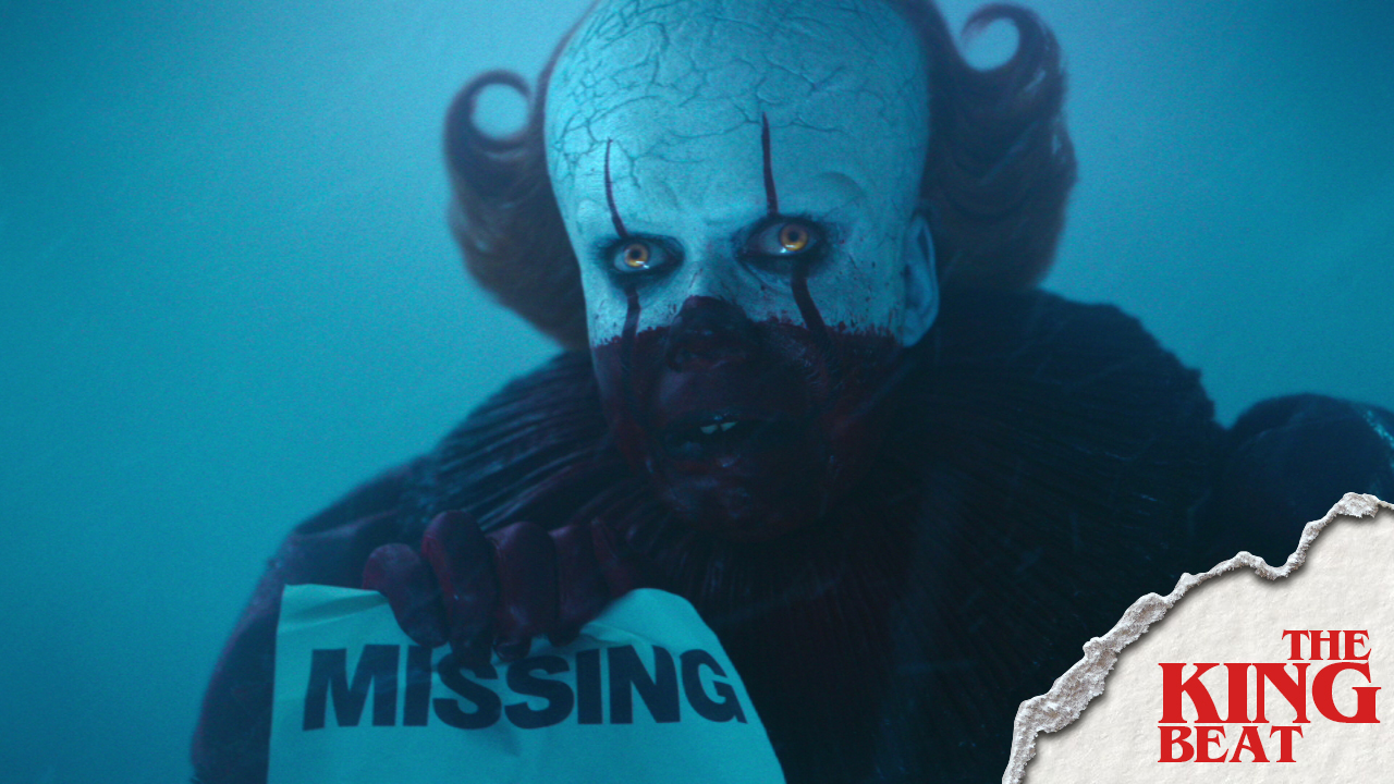 Pennywise holding up missing sign The King Beat