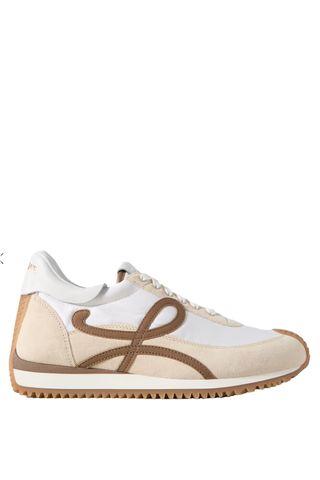 Flow Runner Leather-Trimmed Shell and Suede Sneakers