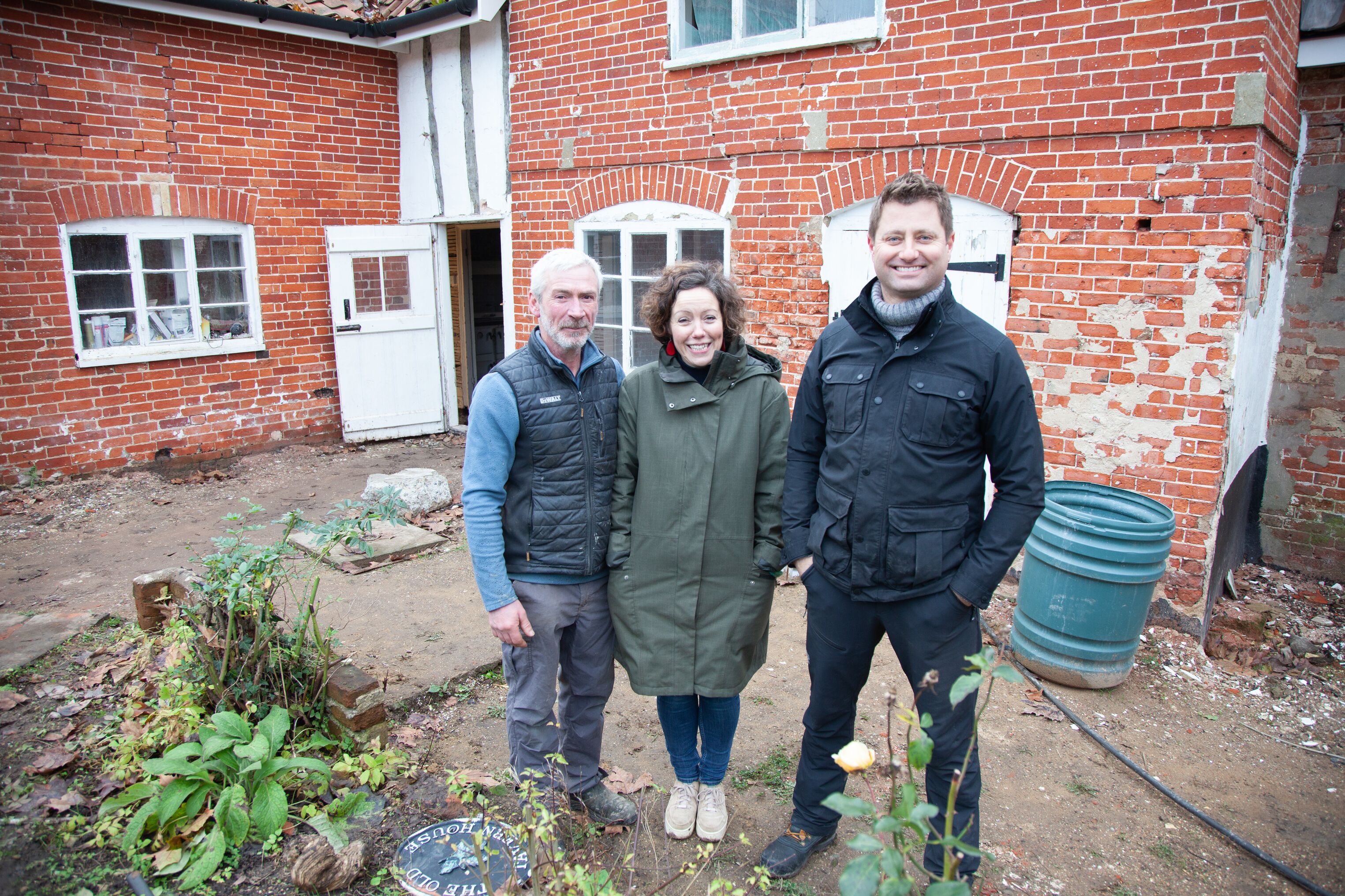 TV tonight – George with Paul and Imogen outside the old butcher’s.