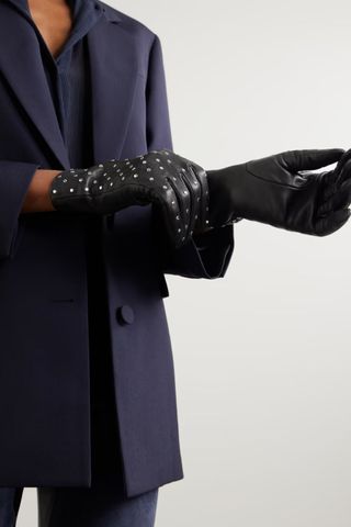 Agnelle Studded leather gloves