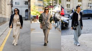 A composite of street style influencers showing the best handbags to wear in paris