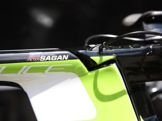 Cannondale Slice head tube junction with Sagan name sticker