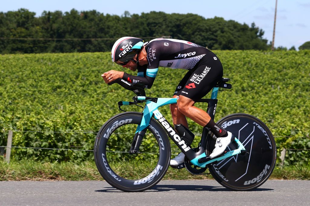 SAINTEMILION FRANCE JULY 17 Michael Matthews of Australia and Team BikeExchange during the 108th Tour de France 2021 Stage 20 a 308km Individual Time Trial Stage from Libourne to SaintEmilion 75m Vineyards ITT LeTour TDF2021 on July 17 2021 in SaintEmilion France Photo by Michael SteeleGetty Images