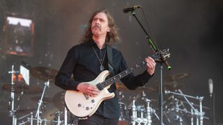 Mikael &Aring;kerfeldt of Opeth performs during Download Festival Donington Park on June 13, 2025 in Castle Donington, England