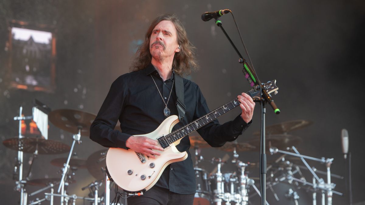 Mikael &Aring;kerfeldt of Opeth performs during Download Festival Donington Park on June 13, 2025 in Castle Donington, England