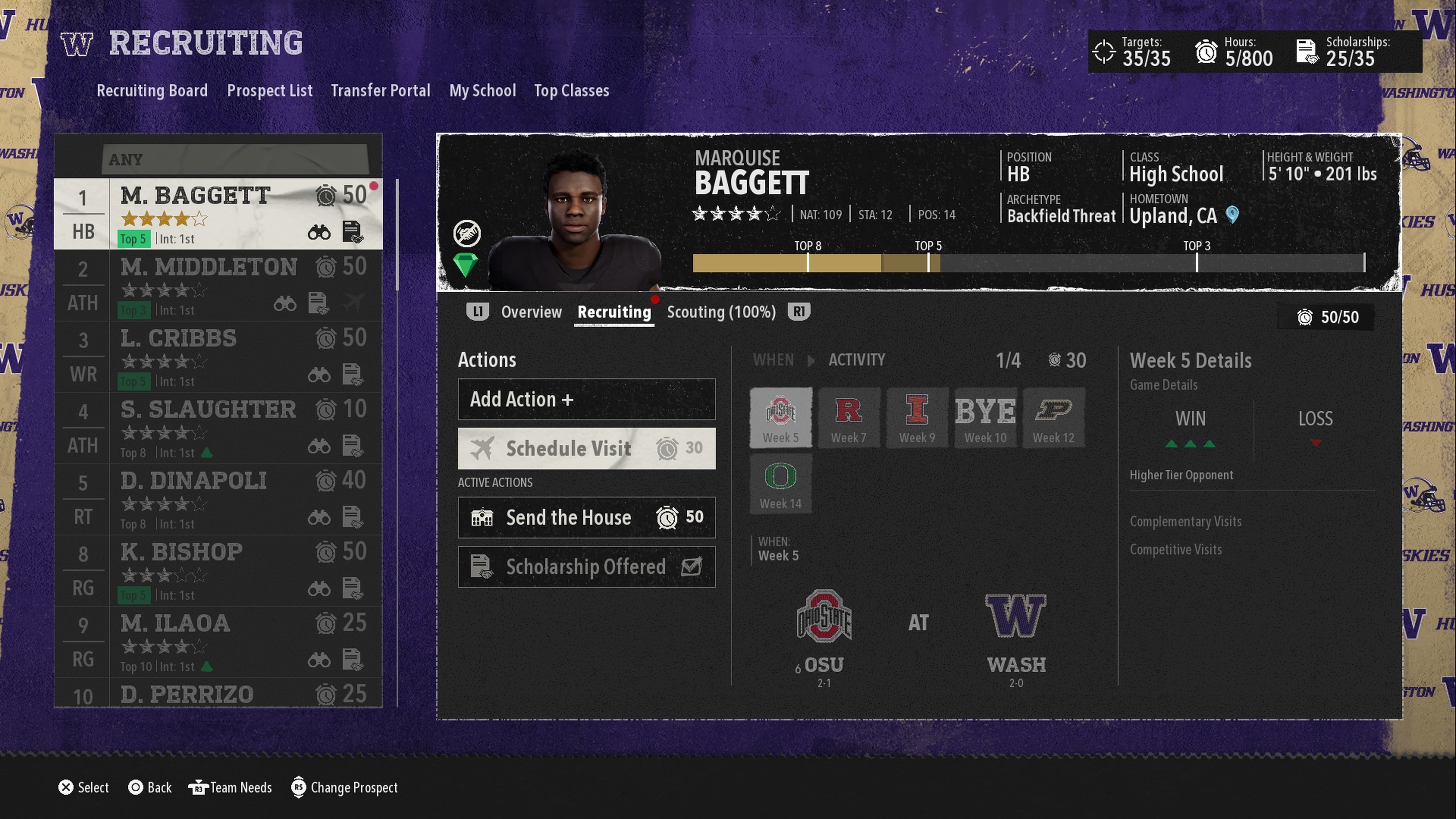 Locking in a College Football 26 dynasty mode scheduled visit