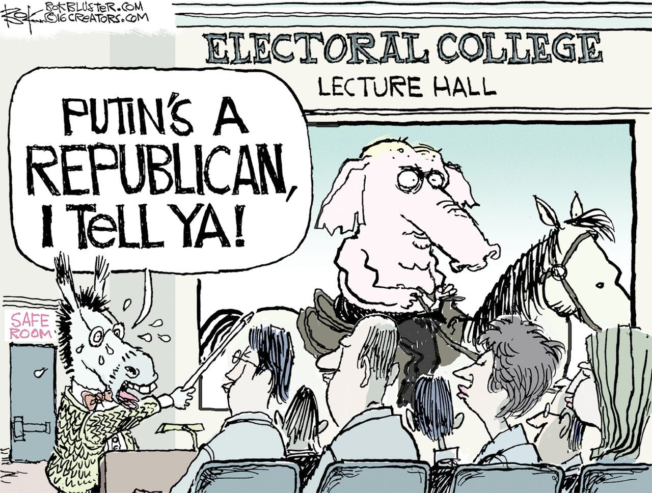 Political cartoon U.S. Democrats Electoral College Putin