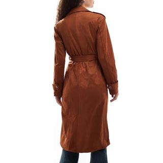 Faux suede trench coat