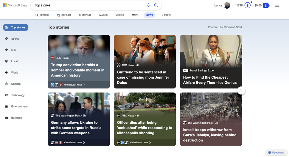 Google News went down and I tried Bing News – I might never go back ...