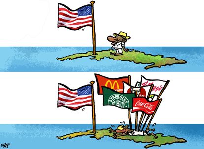 Political Cartoon World U.S. Cuba Relations