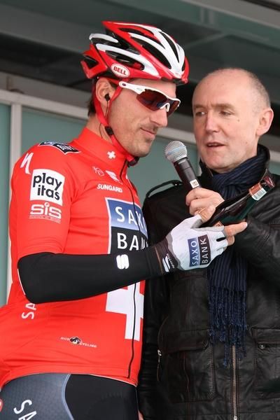 Just incase Swiss rider Fabian Cancellara (Team Saxo Bank) got lost, he had directions written on his hand.