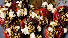 Pan-fried tomatoes with halloumi and pine nuts