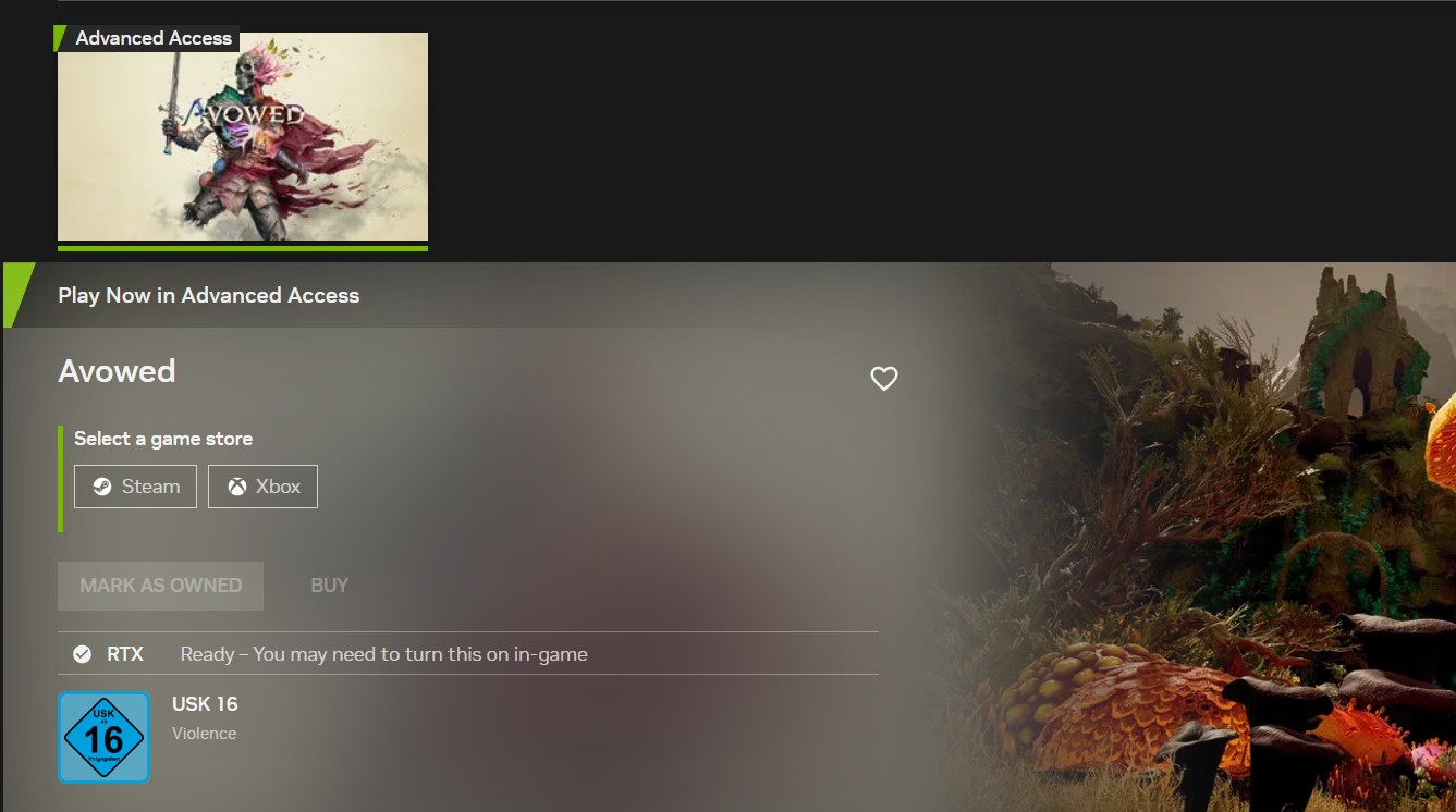 Avowed on NVIDIA GeForce Now