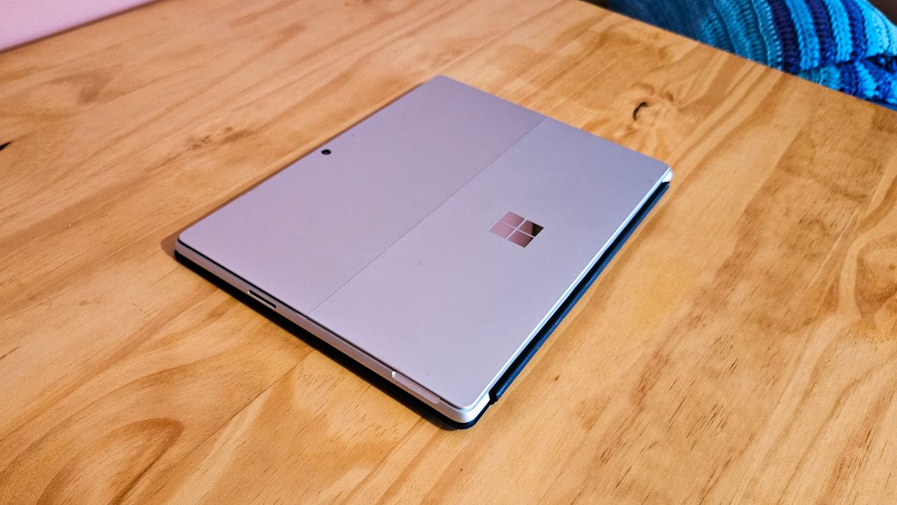 Microsoft surface pro 11 on a table (closed view from above)