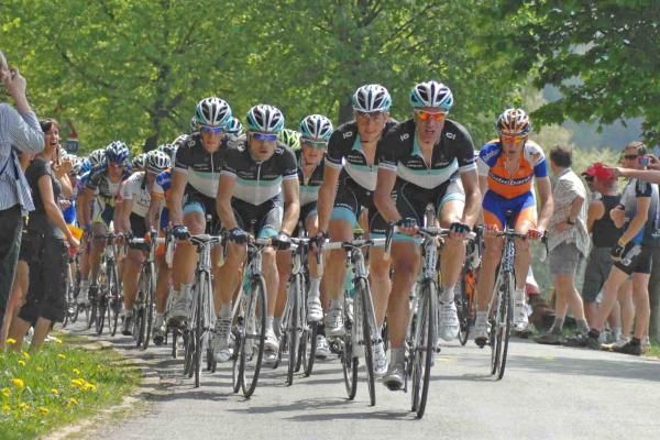 Jens Voigt and the other Leopard Trek boys pull the peloton on the Cote de Wanne