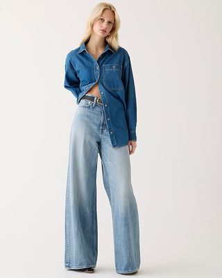 Superweite Jeans mit hohem Bund in Elliot-Waschung