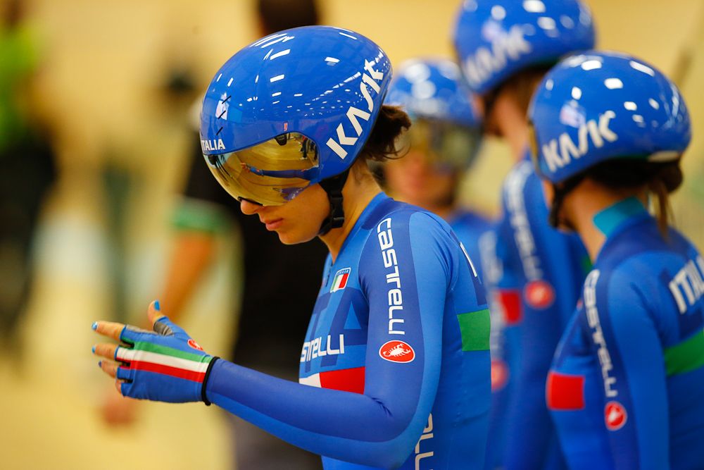 An Italian team rider waits to compete.