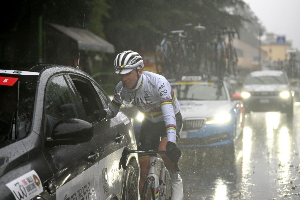 Tre Valli Varesine: Tadej Pogačar shortly before the race was cancelled due to poor weather