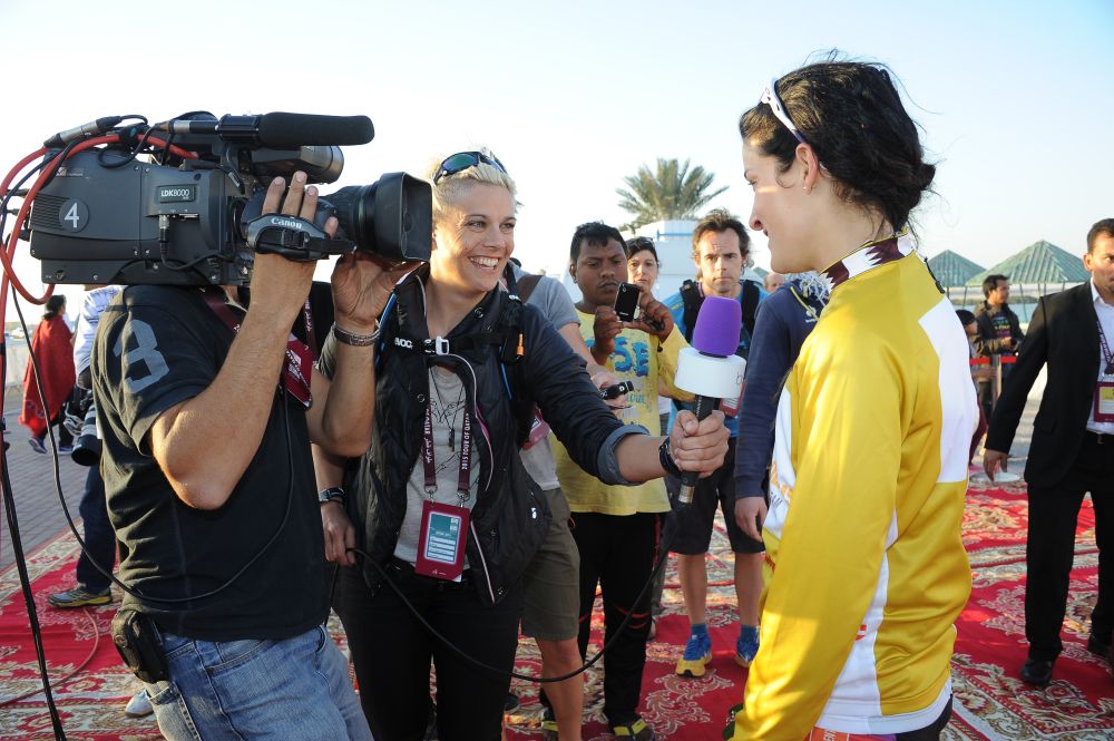 New race leader Lizzie Armitstead (Boels Dolmans) interviewed for television