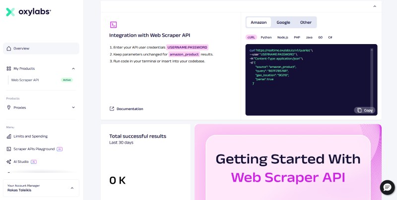 Oxylabs web scraper api