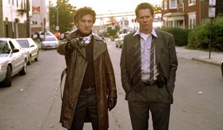Sean Penn laments with Kevin Bacon on the streets of Boston in Mystic River.