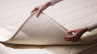 The Birch Organic Mattress Topper, shown here in beige, is the best mattress topper for organic sleep