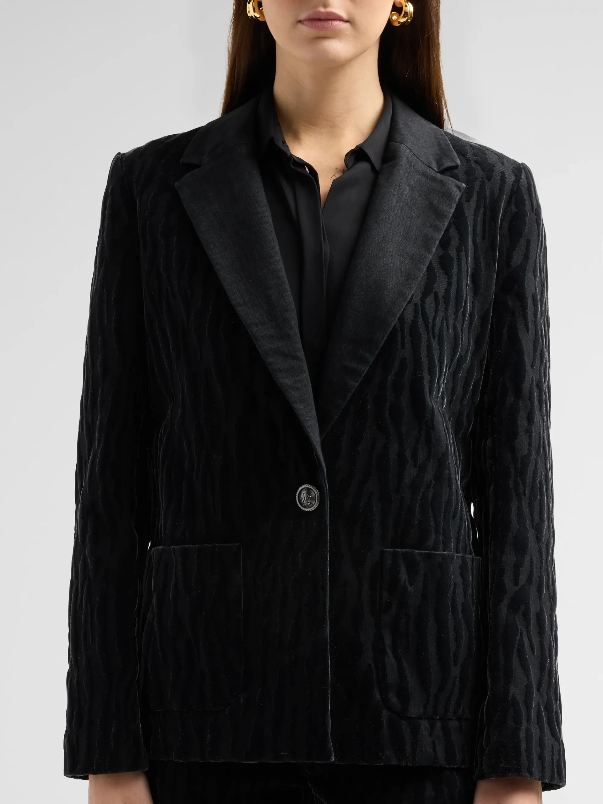 Liana Cotton-Blend Velvet Blazer