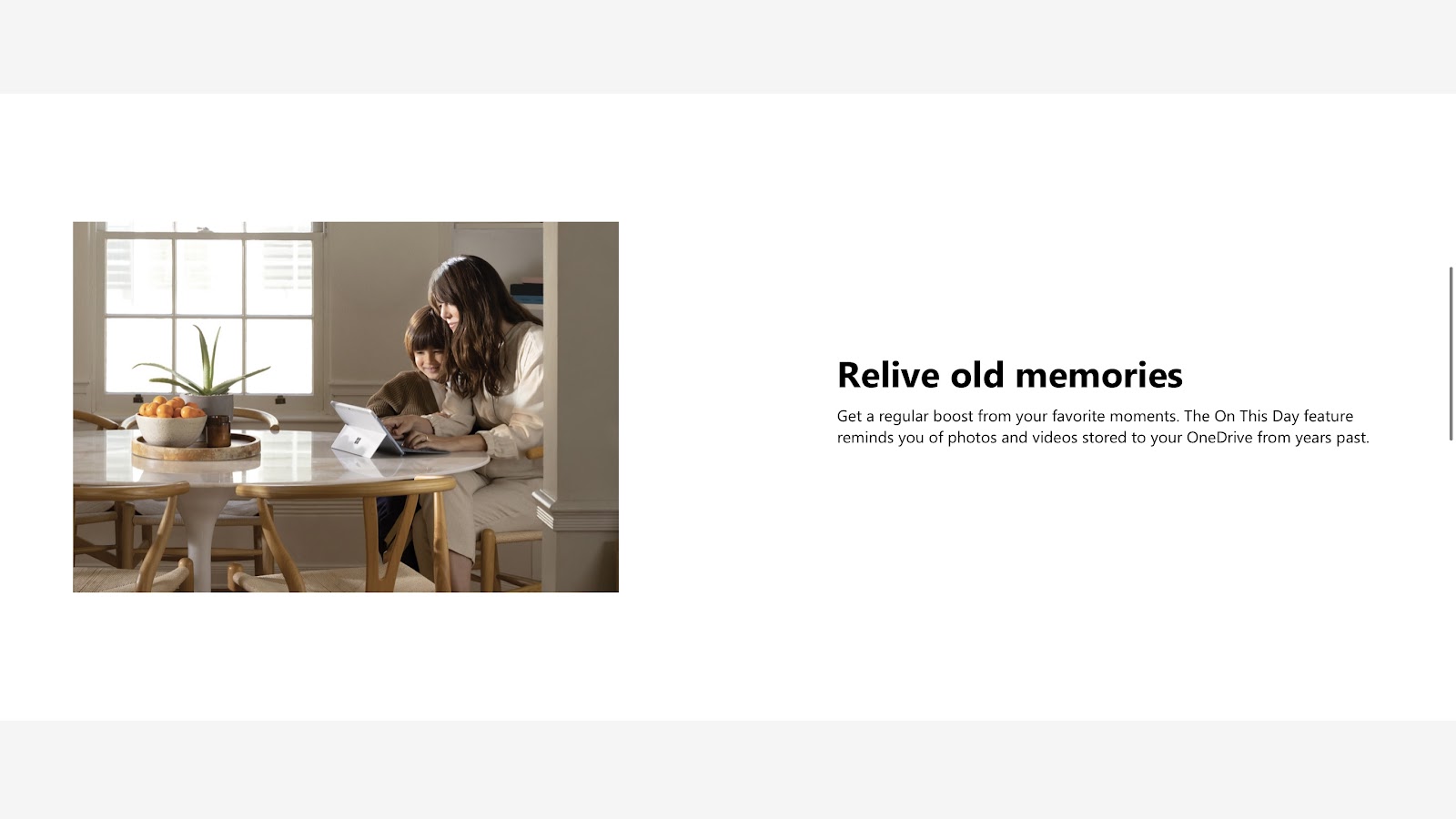OneDrive's webpage discussing its On This Day feature
