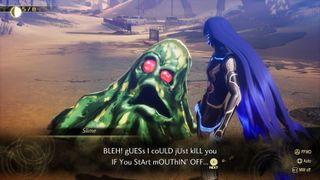 The protagonist negotiating with a Slime enemy in Shin Megami Tensei 5: Vengeance.