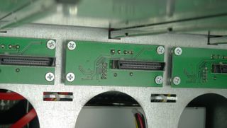 The interface board inside the RAIDFrame provides power and a data interface to the RAIDPacs.
