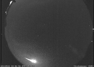 This shot from a NASA fireball-watching camera shows a meteor over Macon, Ga., on the evening of May 20, 2011. 