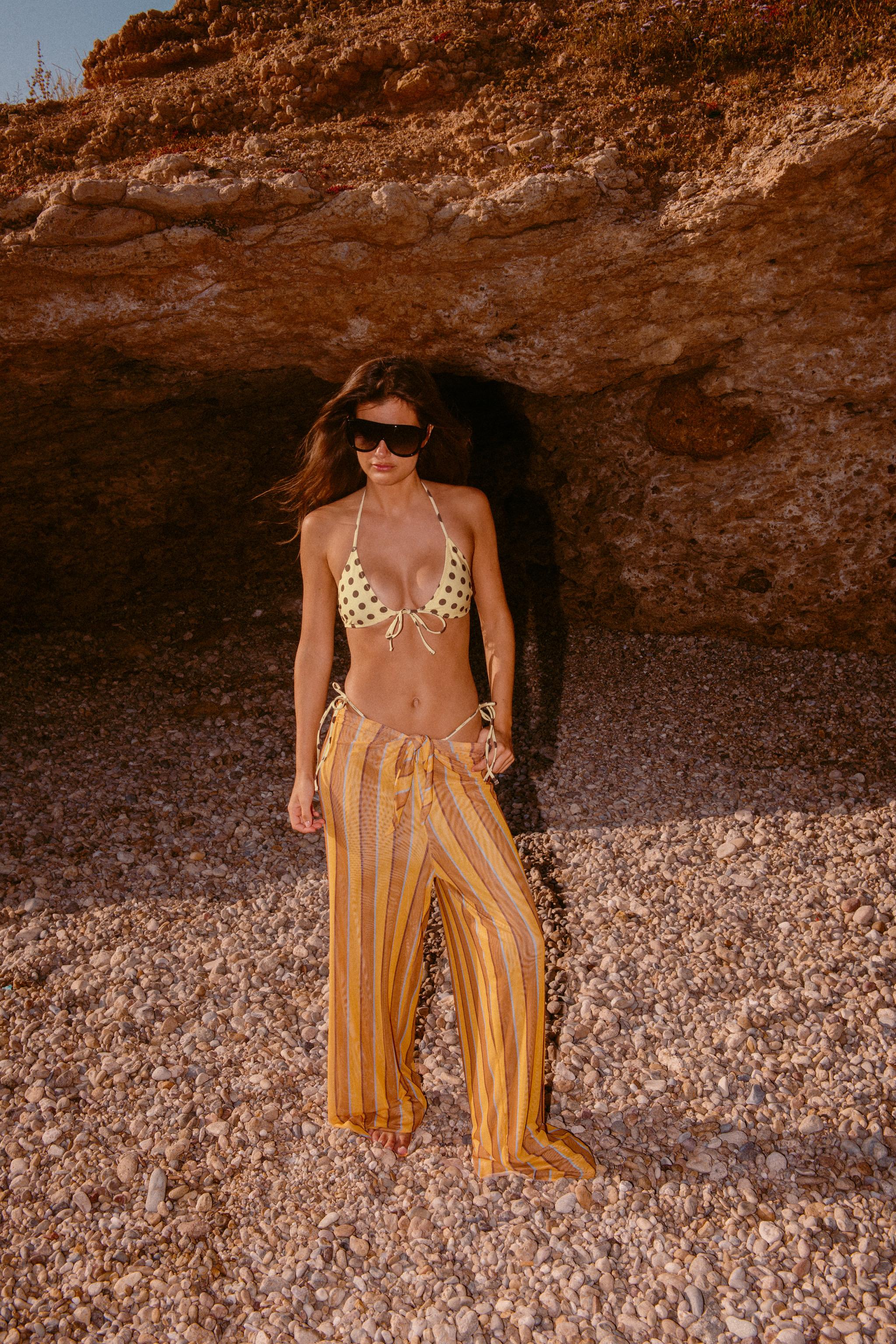 Striped Tulle Pareo Pants - Burnt Orange - S-M