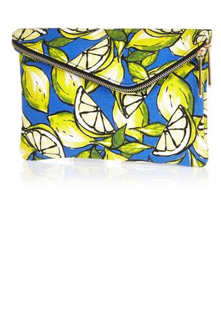 River Island Yellow Lemon Print Asymmetric Zip Clutch, £18