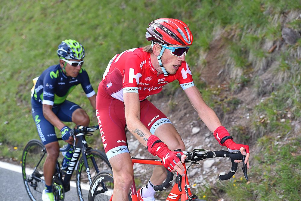 Ilnur Zakarin and Nairo Quintana on the final climb of stage 4 at Romandie.