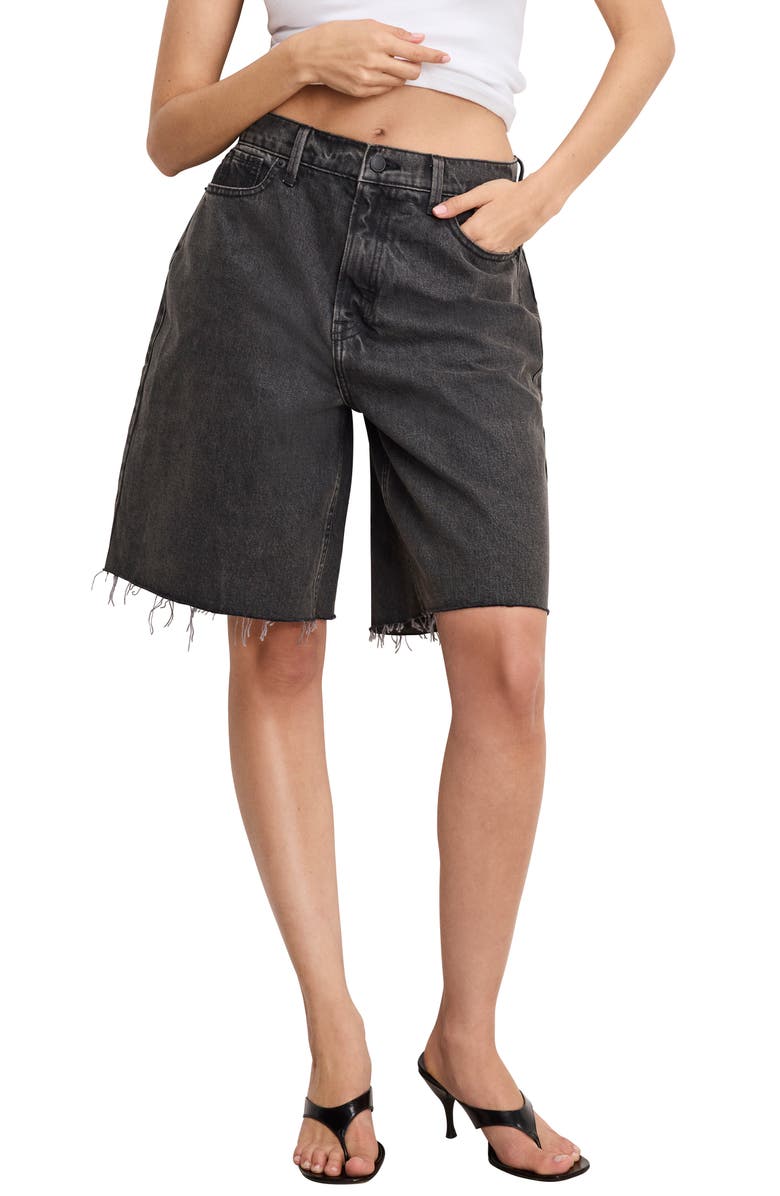 Good Extreme Raw Hem Denim Barrel Shorts
