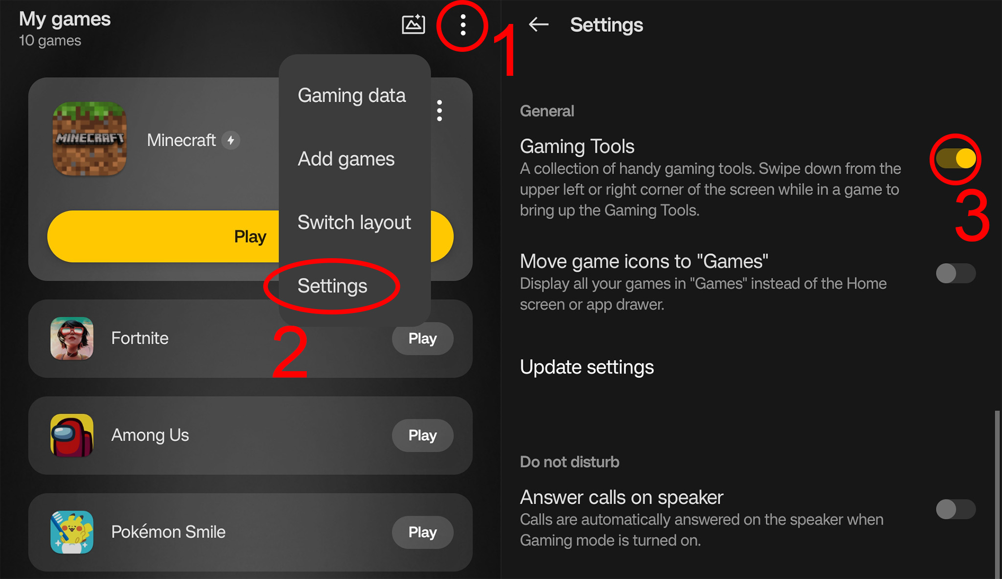 How to disable the game mode on the OnePlus 10T