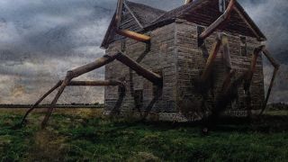 A house with spider legs on the cover of Cemetery Dance #79