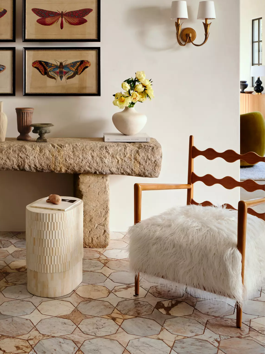A faux sheepskin accent chair from Anthropologie