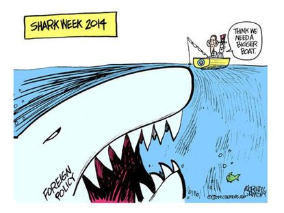 Obama cartoon world shark week