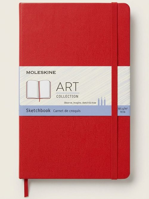 Art Sketchbook, Hard Cover, Large (5" X 8.25") Plain/blank, Scarlet Red, 104 Pages
