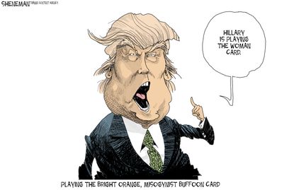 Political Cartoon U.S. Trump Hillary 2016