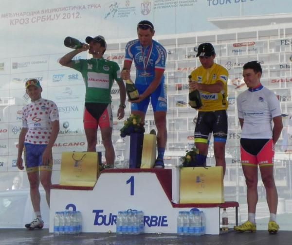 The podium after stage two of the Tour of Serbia