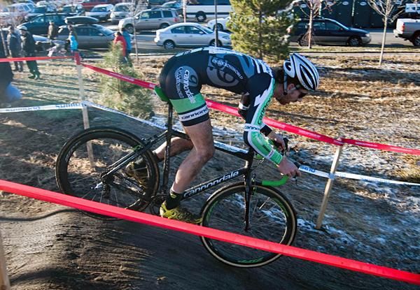 From this point on, it's all downhill for Tim Johnson on his way to winning the elite men's race.