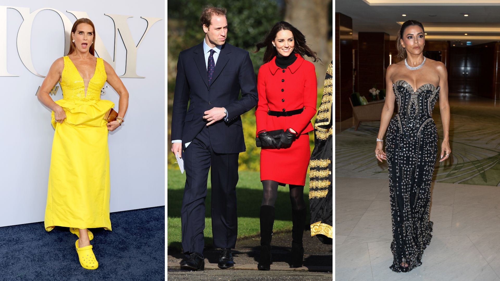 L-R: Brooke Shields, Prince William and Kate Middleton, Eva Longoria