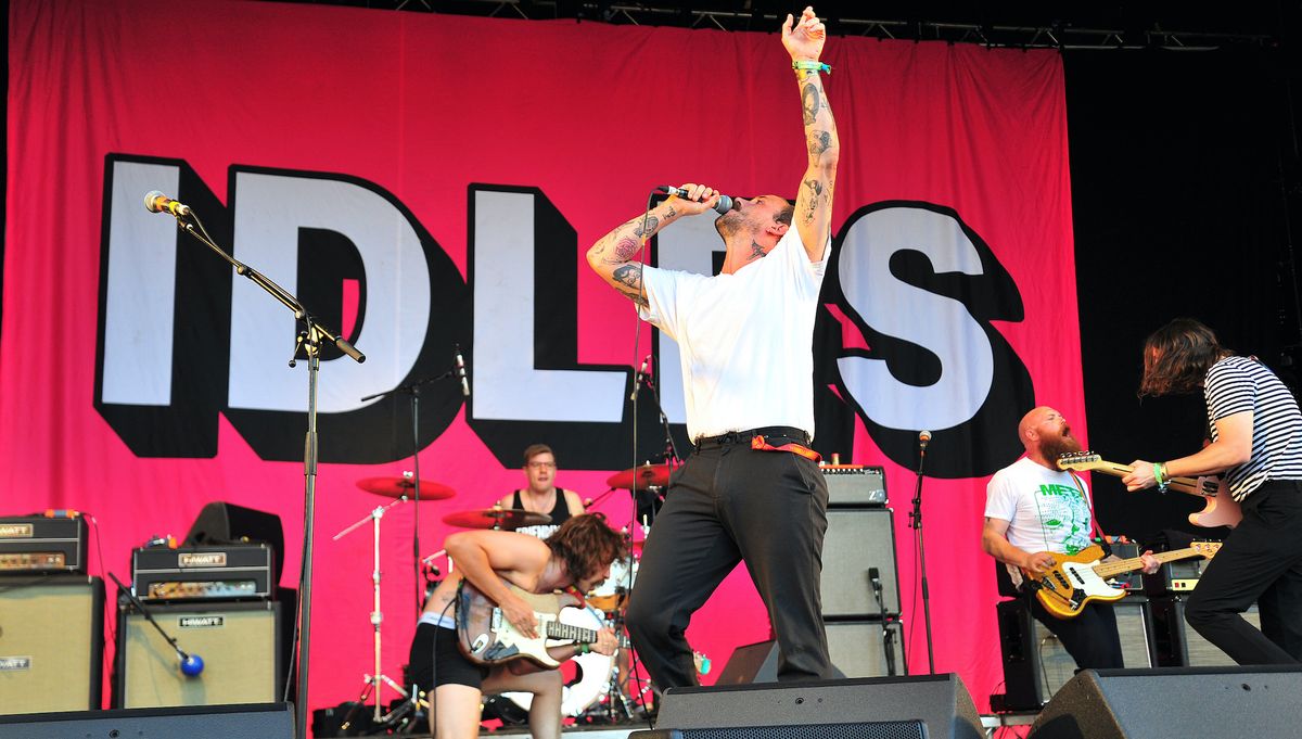 IDLES perform at the Glastonbury Festival at Worthy Farm, Pilton on June 28, 2019 in Glastonbury, England