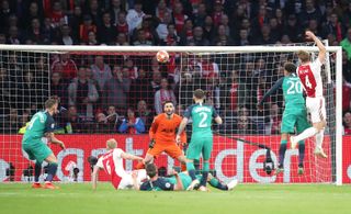 The night got off to a bad start as Ajax’s Matthijs de Ligt (right) headed his side in front