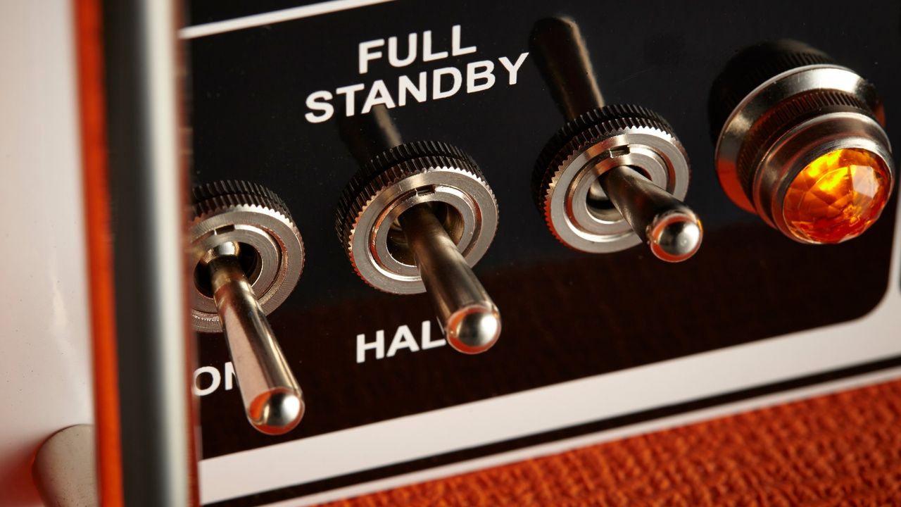 The power section of the Orange Rockerverb 100 tube head