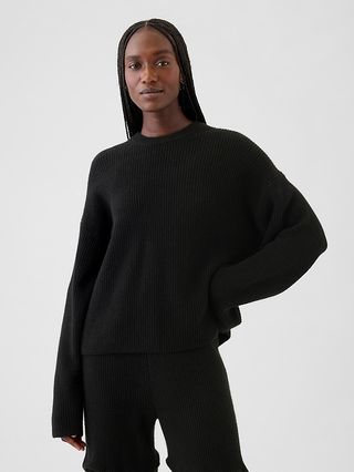 Cashsoft Shaker-Stitch Crewneck Sweater