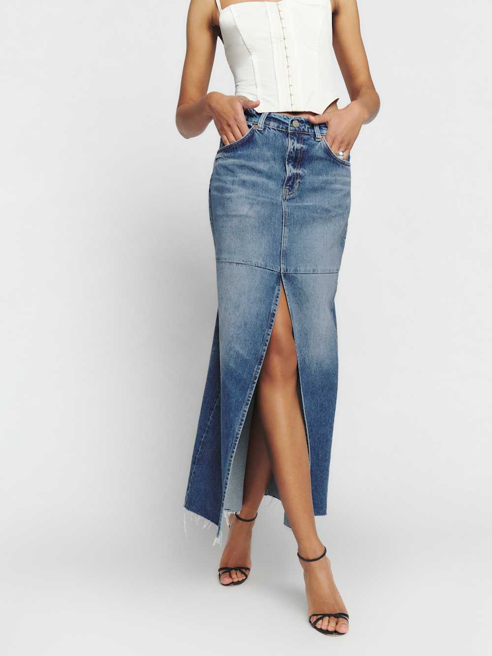 Tazz long skirt denim skirt